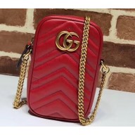 Gucci GG Marmont Matelassé Mini Chain Strap Bag 598597 Red