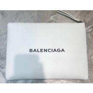 Balenciaga Everyday Logo Pouch Clutch Small Bag White
