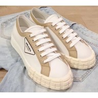 Prada Gabardine Fabric Low-top Sneakers White/Beige 2020