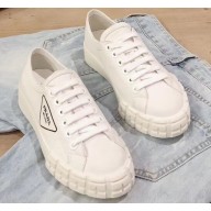Prada Gabardine Fabric Low-top Sneakers White 2020
