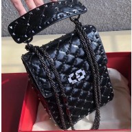 Valentino Rockstud Spike Vertical Phone Bag 0124 Crinkled Black 2019