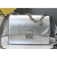 Fendi Prints On Leather Kan U Medium Bag Silver 2019