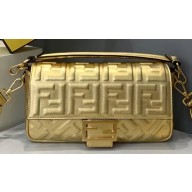 Fendi All-Over FF Motif Leather Medium Baguette Bag Gold 2019