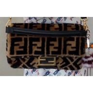Fendi Mink FF Motif Medium Baguette Bag 2019