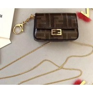 Fendi Nano Baguette Bag Charm FF Motif Brown Fabric 2019