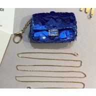 Fendi Nano Baguette Bag Charm Embroidered Sequins Blue 2019