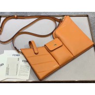 Fendi 3 Pockets Leather Messenger Mini Bag Orange 2019