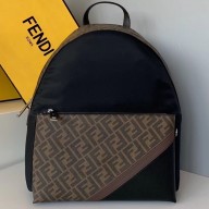 Fendi Brown Fabric FF Motif Nylon Backpack Bag Black/Brown 2019