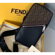 Fendi Brown Fabric FF Motif One-shoulder Backpack Belt Bag Black/Brown 2019