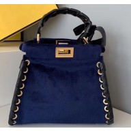 Fendi Weave Edges and Handle Peekaboo Iconic Mini Bag Suede Blue 2019