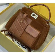 Fendi Peekaboo Iconic Pocket Mini Bag Suede/Python Brown 2019