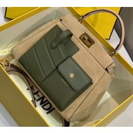 Fendi Peekaboo Iconic Pocket Mini Bag Suede/Leather Beige/Green 2019
