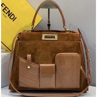 Fendi Peekaboo Iconic Pocket Medium Bag Suede/Python Brown 2019