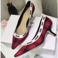 Dior Heel 6.5cm J'Adior Pumps in Tartan Fabric Black/Red 2020