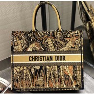 Dior Book Tote Bag Animals Embroidered Canvas Yellow 2020
