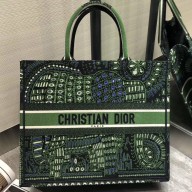 Dior Book Tote Bag Animals Embroidered Canvas Green 2020