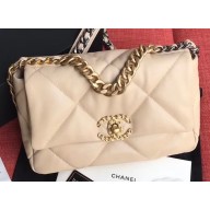 Chanel 19 Small Leather Flap Bag AS1160 Beige 2020