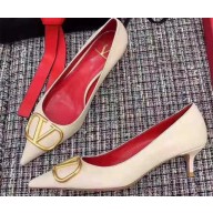 Valentino Heel 4cm VLOGO Calfskin Pumps Nude 2019