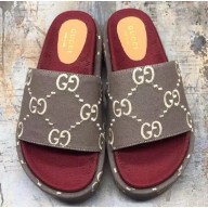 Gucci GG Canvas Slide Sandals 573018 Gray 2019