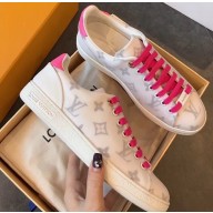 Louis Vuitton Monogram-print Frontrow Sneakers White/Fuchsia 2020