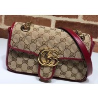 Gucci GG Marmont Mini Matelassé Shoulder Bag 446744 Diagonal GG Canvas Red