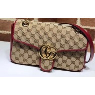 Gucci GG Marmont Small Matelassé Shoulder Bag 443497 Diagonal GG Canvas Red