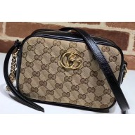 Gucci GG Marmont Mini Matelassé Shoulder Camera Bag 448065 Diagonal GG Canvas Black