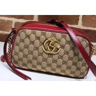 Gucci GG Marmont Small Matelassé Shoulder Camera Bag 447632 Diagonal GG Canvas Red