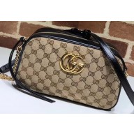 Gucci GG Marmont Small Matelassé Shoulder Camera Bag 447632 Diagonal GG Canvas Black