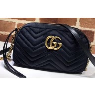 Gucci GG Marmont Small Matelassé Shoulder Camera Bag 447632 Velvet Black