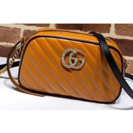 Gucci Diagonal GG Marmont Small Shoulder Camera Bag 447632 Brown