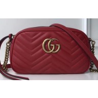 Gucci GG Marmont Small Matelassé Shoulder Camera Bag 447632 Leather Red
