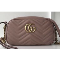 Gucci GG Marmont Small Matelassé Shoulder Camera Bag 447632 Leather Nude