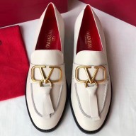 Valentino Leather Loafers With V Logo White 2020