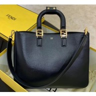 Fendi Calf Leather FF Tote Medium Bag Black 2020