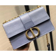 Dior 30 Montaigne Stamped Grain Calfskin Flap Chain Bag Baby Blue 2020