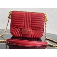 Prada Diagramme Leather Shoulder Bag 1BD217 Red 2020
