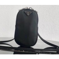 Prada Bandoleer Nylon Shoulder Mini Bag 1DH030 Black/Red 2020