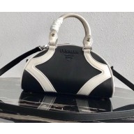 Prada Leather Bowling Bag 1BB071 Black/White 2020