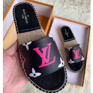 Louis Vuitton Monogram Espadrilles Slipper Sandals Black/Multicolor 2020