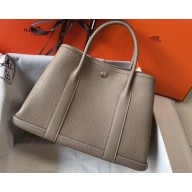 Hermes Calfskin Garden Party 30/36 Bag Light Gray