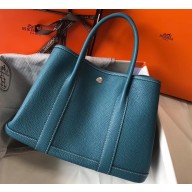 Hermes Calfskin Garden Party 30/36 Bag Denim Blue
