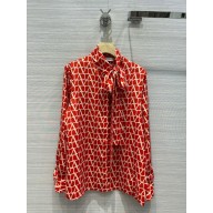 VALENTINO TOILE ICONOGRAPHE CREPE DE CHINE BLOUSE red 2022 