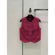 CHANEL 2023 CHANEL 2023 SPRING tweed vest fuchsia