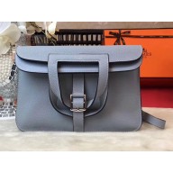 Hermes Halzan Tote Bag in Original Togo Leather Baby Blue 