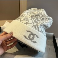 Chanel knit hat white-2024