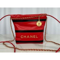 chanel Shiny Calfskin & Gold-Tone Metal 22 Mini Handbag AS3980 RED/BLACK 2024