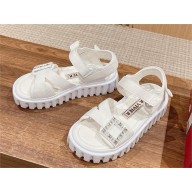 Roger Vivier Viv' Go-Thick Trekky Strass Buckle Sandals in Technical Fabric white 2024