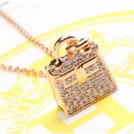 Hermes Kelly Bag Pendant Necklace Rose Gold 2018 