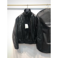 Balenciaga Bomber Leather Jacket in Black lambskin 2025